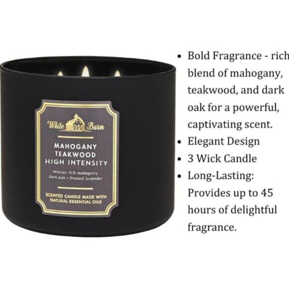 Bath & Body Works Mahogany Teakwood high Intensity 3-Wick Candle - Picture 6 of 6